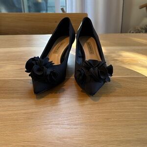Zara Black Floral Kitten Heels